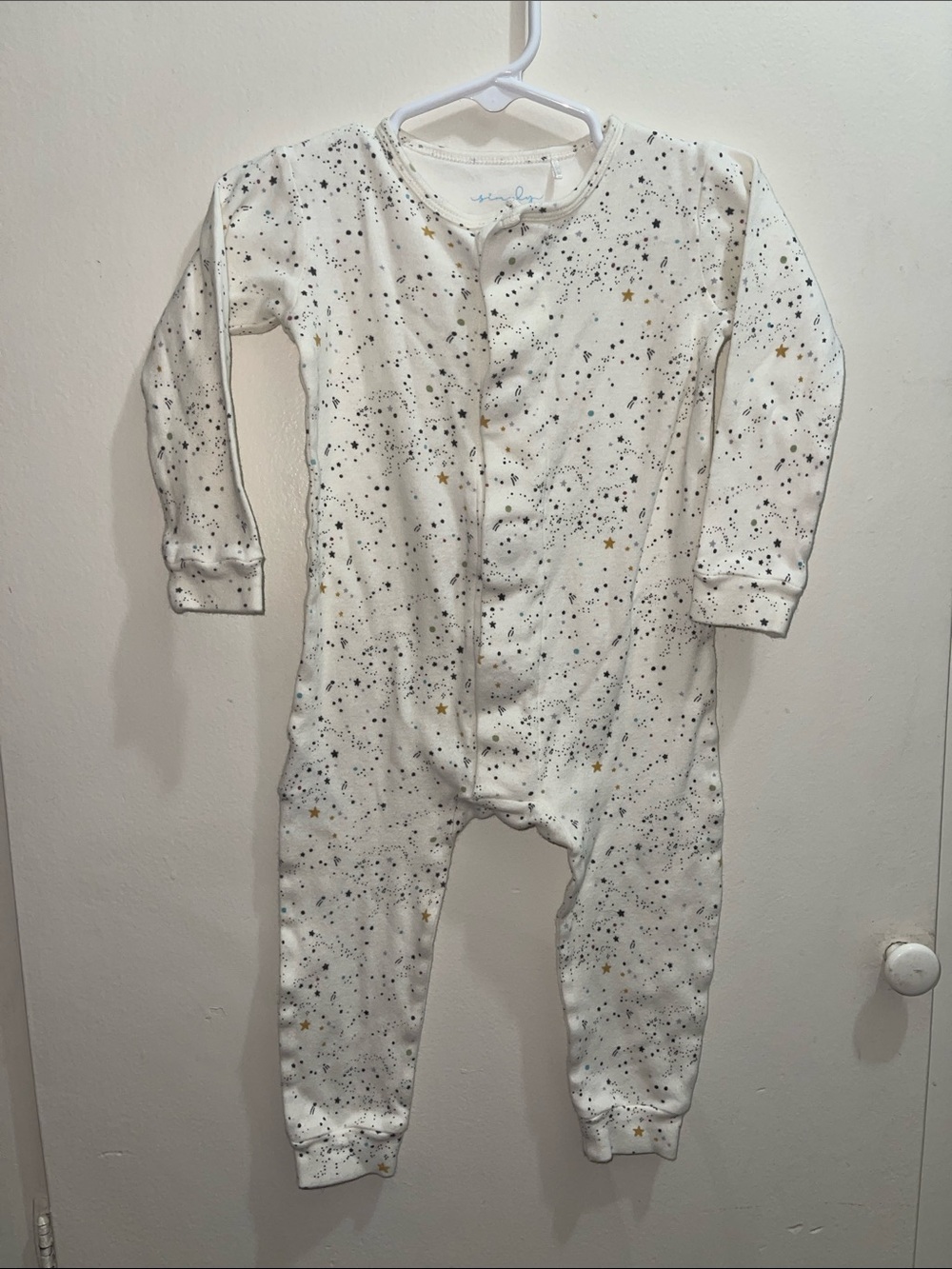 Magnetic Me White Romper One-Piece with Black and Gold Star Print Organic cotton